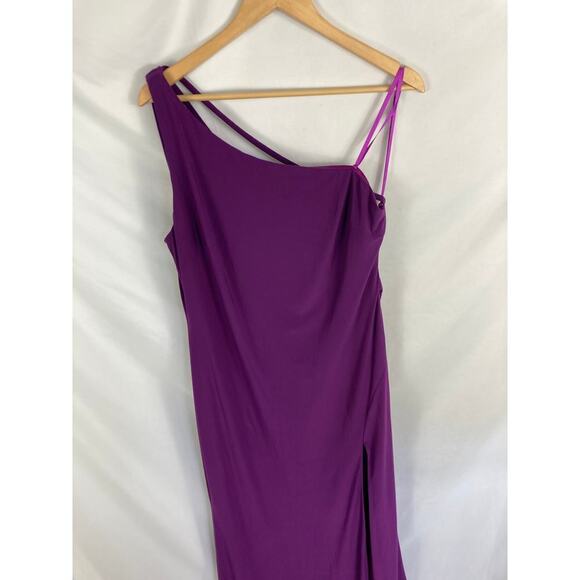 Ieena for Mac Duggal One Shoulder Jersey Sheath Gown in Purple Size Medium - Picture 5 of 7
